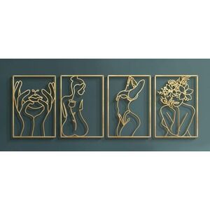 Gold 4 pk Metal Womens Body Shape Abstract Wall Art 12"x 17"